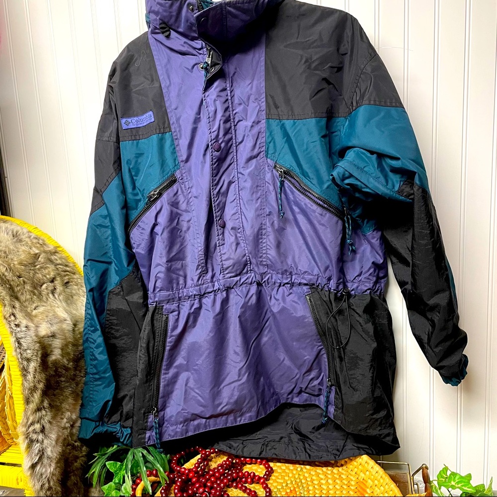Vintage Columbia Men's Ski Jacket Black Teal Purple